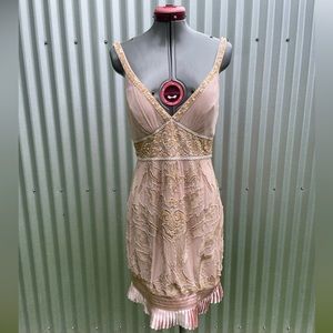 S6 Silk Rose Pink w beading Flapper Dress Sue Wong